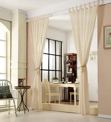 Produktbild von WOLTU 2er Set Gardinen transparent mit Schlaufen Leinen Optik, Doppelpack lichtdurchlässige Leinenvorhänge Landhaus Stores Fensterschal für Wohnzimmer Kinderzimmer Schlafzimmer, 140x225 cm Sand