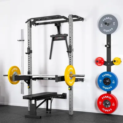 Zdjęcie produktu dla Stacja fitness Stojak naścienny do ćwiczeń siłowych Stacja do podciągania się z hantlami Zestaw ławek treningowych
