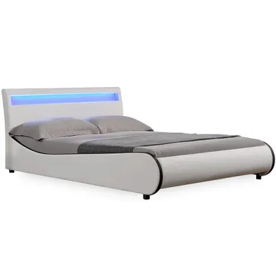 Immagine prodotto di Letto In And OutdoorMatch Luella - LED - Struttura letto - Pelle finta - 180x200 cm - Bianco - Design moderno