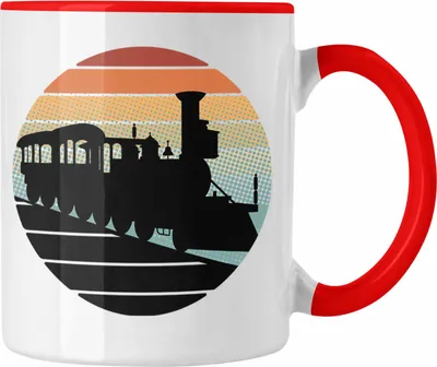Produktbild von Trendation - Lustige Eisenbahn Tasse für Eisenbahner Geschenk Vintage Grafik (Rot)