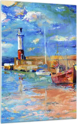 Produktbild von Bilder auf glas - Einteilig - Leuchtturm Meer - 70x100cm - Glasbilder - Wandbilder - Bilder - zum Aufhängen bereit - Wanddekoration aus Glas - Glas Bilder - Wandbild auf Glas - GPA70x100-3693