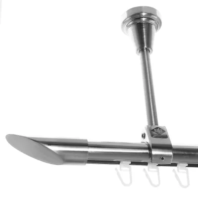 Produktbild von Innenlauf Edelstahl Look Gardinenstange 20mm Deckenträger 1-läufig Schräge, Länge wählbar D51 E32 I