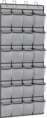 Image de Organisateur suspendu Ibzoa® pour chaussures et accessoires – 24 poches en filet, 55 x 150 cm, matériau respirant, 4 crochets métalliques réglables