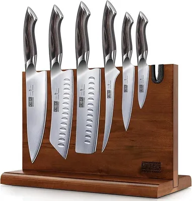 Imagen del producto de Conjunto de cuchillos de cocina profesional, de 7 piezas, con bloque