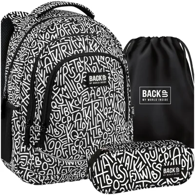 Produktbild von BackUP Schulset SCHULRUCKSACK 3-Teile-Set ab 3. Klasse mit Laptop- & Tabletfach, Reflektoren, ergonomisch Schulrucksäcke für Mädchen & Jungen