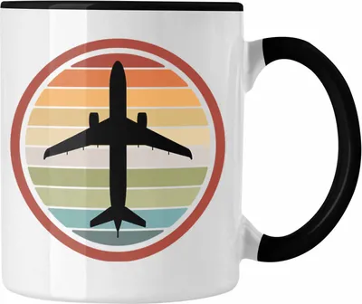 Produktbild von Trendation - Pilot Geschenk Tasse Piloten Flugzeug Geschenke Motive Flughafen Grafik (Schwarz)
