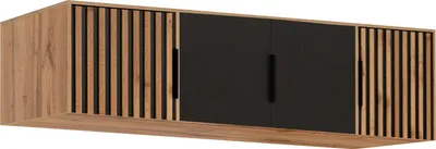 Produktbild von Albello Schrankaufsatz Baro Schrankoberteil Schranktopper Schrankaufsatz für das Schlafzimmer Kinderzimmer Schwarz, Lamellen 196x57,5x45 cm