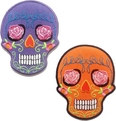 Produktbild von Aufnäher / Bügelbild - Totenkopf Skelett - Mehrere Farben Auswählbar - Aufbügler, Applikationen, Patches, Größe: 7.4 x 9.5 cm