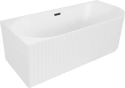 Immagine prodotto di Mexen Gia vasca da bagno freestanding angolare scanalata sinistra 170 x 80 cm, bianca opaca, troppopieno nero - 52701708001L-70