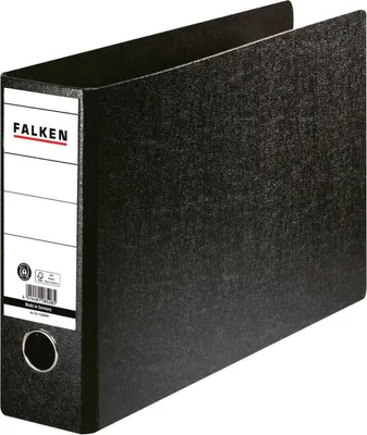 Produktbild von Falken 12x Ordner A4 quer Hartpappe, Rücken 80mm - Schwarz - 11285947F