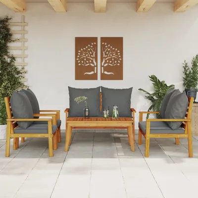 Produktbild von "Rabatt" 5-tlg. Garten-Lounge-Set - Wetterfestes Sitzgruppe - für 4 Personen - mit Kissen Massivholz Akazie - Lounge-Dining set CC9383