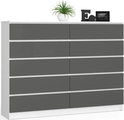 Obrázok produktu pre Veľká šuplíková komoda SAVRILA - biela / šedá