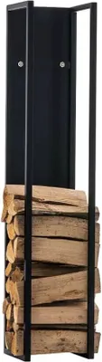 Produktbild von In And OutdoorMatch Kaminholzregal aus Stahl Neha - Schwarz matt - Für drinnen und draußen - 25x25x180cm - Holzlager aus Stahl