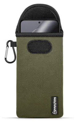 Productafbeelding van MobyDefend Hoesje - Geschikt voor Motorola Edge 30 Neo - Neopreen Pouch Met Karabijnhaak - Insteek - Riemlus - Groen