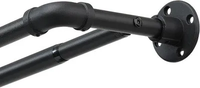 Immagine prodotto di Asta doppia per tende in stile industriale - regolabile - 78-241 cm - nera - 25 mm