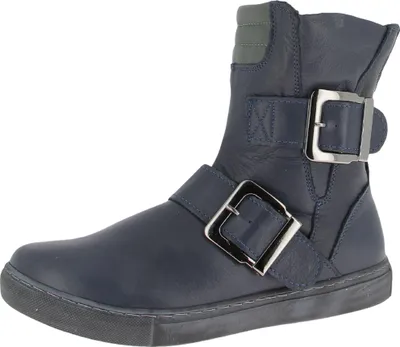 Produktbild von Andrea Conti Damen Stiefelette flach Biker Boot aus Leder mit Schnallen 0344630, Größe:40 EU, Farbe:Blau