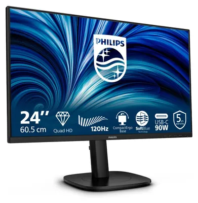 Produktbild von Philips 24B2U3601, 60,5 cm (23.8"), 2560 x 1440 Pixel, Quad HD, LCD, Schwarz