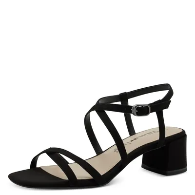 Produktbild von Tamaris Damen Sandale Sandalette Karree Kreuzriemen Blockabsatz 1-28204-20, Größe:39 EU, Farbe:Schwarz