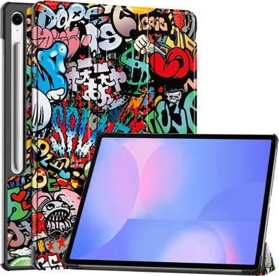 Produktbild von Für Samsung Galaxy Tab S10 FE Plus 3folt Smart Wake UP Hülle Cover Graffiti