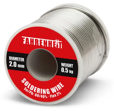 Produktbild von Professioneller Lötdraht auf Rolle Sn60/Pb40 - 2,0 mm, 0,5 kg, 2% Flussmittel für starke und dauerhafte Lötverbindungen in anspruchsvollen Anwendungen [55079]