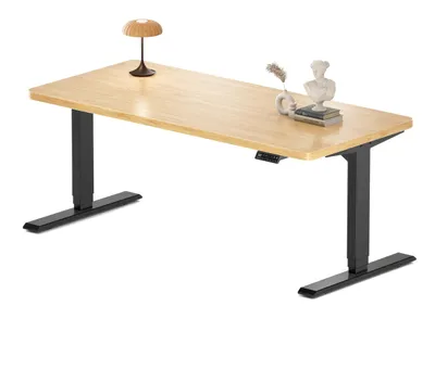 Image de Bureau réglable en hauteur, électrique, dimensions 160 x 80 cm, avec structure métallique et mémoire de positions, couleur noire