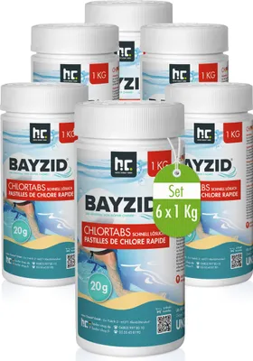 Produktbild von 6x1 kg BAYZID® Chlortabs 20g schnell lösliche Reinigungstabs für saubere Pools