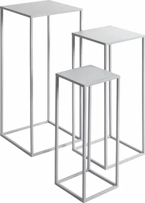 Produktbild von Blumentisch >54187< (3-teilig) in grau (Coolgrey), Metall - 18x50x18cm (BxHxT)