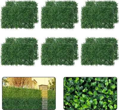 Produktbild von 12 künstliche Pflanzenwände (40 x 60 cm), UV-geschützt, für Rasenflächen, 4 cm dicke künstliche Buchsbaumpaneele, Buchsbaumheckenpaneele für Garten und Inneneinrichtung, 2,88 m²