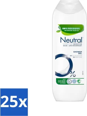 Obrázek produktu pro Neutrální - Sprchový gel - Citlivá pokožka - 0% barviv a parfemace - S rostlinným glycerinem - 250 ml - Cenově výhodné balení - 25 kusů