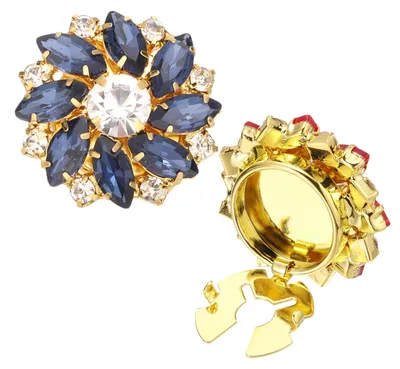 Image de Boutons de manchette - Couvre-boutons pour femmes - Couleur or et bleu foncé