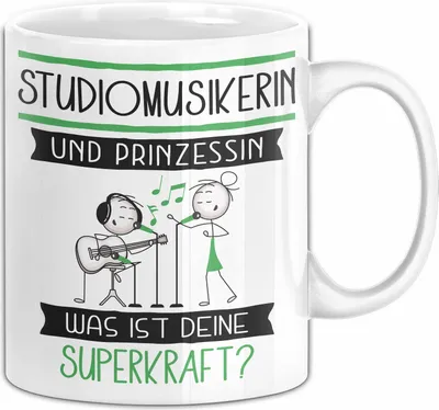Produktbild von Studiomusikerin Und Prinzessin Tasse Geschenk Für Eine Studiomusikerin Geburtstag Was Ist Deine Superkraft (Weiß)