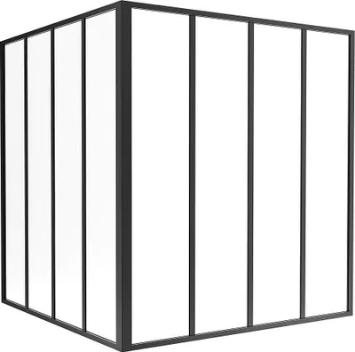 Produktbild von Eck-Innenfenster aus pulverbeschichtetem Aluminium Schwarz 120 x 120 x 130 cm (B x T x H) – BAYVIEW