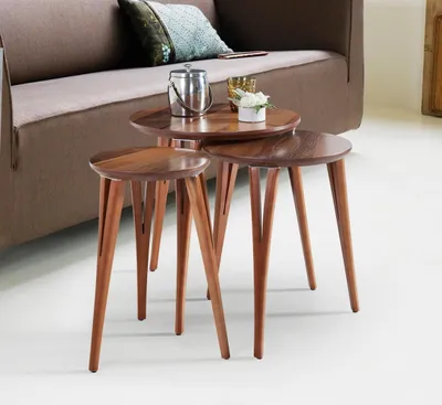 Produktbild von Holztische Beistelltische Set Beistelltisch Tisch Couchtisch Blumenständer 3tlg.