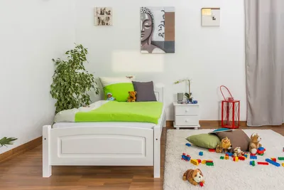 Produktbild von Kinderbett 90 x 200 cm | Massivholz: Kiefer | Weiß Lackiert