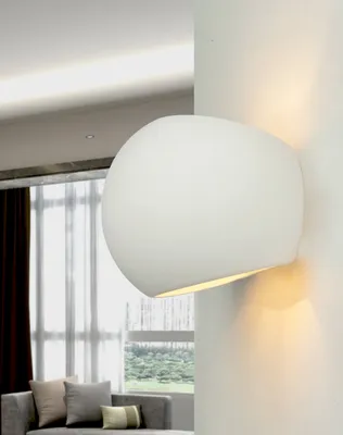 Produktbild von Gips Wandleuchte Weiß bemalbar rund Kugel E27 Wandlampe Up Down Licht Wohnzimmer Flur Schlafzimmer