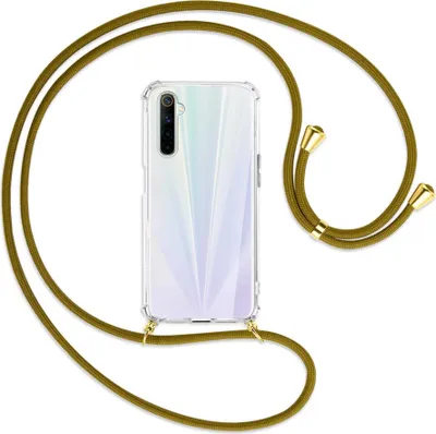 Produktbild von Handykette Backcover-Schutzhülle mit Band (Metall goldfarben) für Realme 6 / 6S - khaki