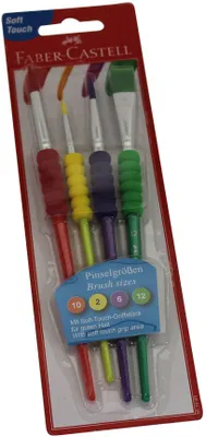 Produktbild von Faber-Castell Pinselset 4er 3Haar- + 1Borstenpinsel Softgriffstück