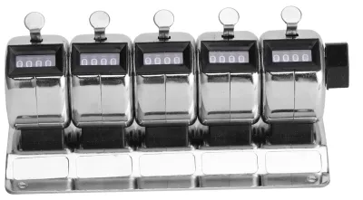 Image de Compteur mécanique à cliquet manuel en métal, outil de comptage à 4 chiffres et 5 unités, en acier inoxydable