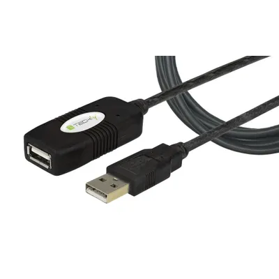 Produktbild von Techly USB 2.0 Aktive Verlängerung, Hi-Speed, 10m, schwarz