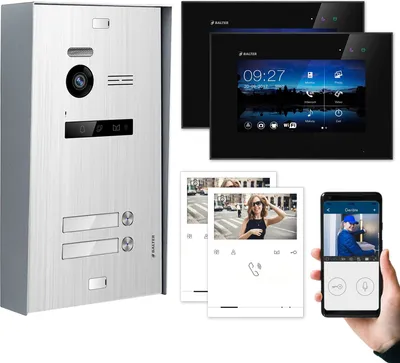 Produktbild von BALTER EVO Aufputz Silber 7" WiFi Monitor Schwarz + Quick Video Türsprechanlage Set 2 Familienhaus