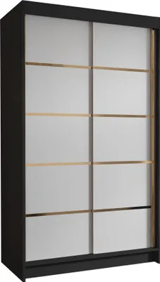 Produktbild von MIRJAN24 Schiebetürenschrank Vigo IV, Kleiderschrank mit Kleiderstange, mit zwei Schwebetüren, Garderobe (Farbe: Schwarz / Weiß)