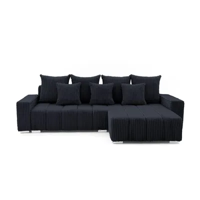 Produktbild von MUFFO Ecksofa PIANO L-Form Rechts mit Schlaffunktion 137x234 Cord Schwarz