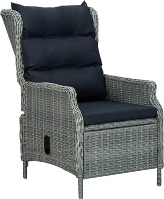 Produktbild von Verstellbarer Gartensessel mit Auflagen Poly Rattan Hellgrau , Gartenstühle Design 2024