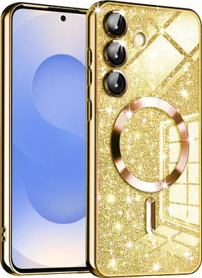 Zdjęcie produktu dla Techsuit Luxury Glitter etui MagSafe do Samsung Galaxy S25 – złote