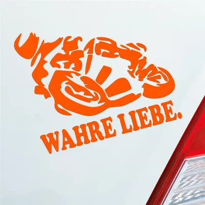 Produktbild von Auto Aufkleber Motorrad Wahre Liebe Moped Bike Mopped JDM 12x10 cm Orange Sticker Heckscheibenaufkleber