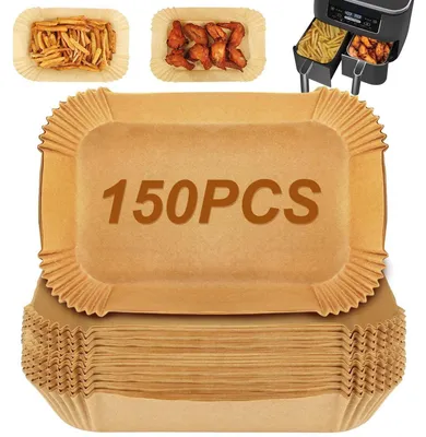 Obrázek produktu pro Pergamenový papír pro fritézu s horkým vzduchem, 150 kusů, obdélníkový, vhodný pro fritézu Ninja Dual Zone