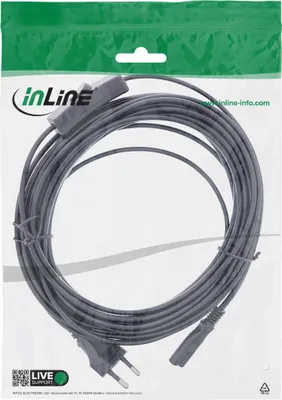 Produktbild von InLine 16159, 10 m, CEE7/16, IEC C7, H03VVH2-F, 250 V, 2.5 A