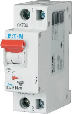 Image de Disjoncteur Eaton 10 kA B 10 A/1 pôle + N 1,5 TE Eaton PLSM-B10/1N-MW, 1 pièce.