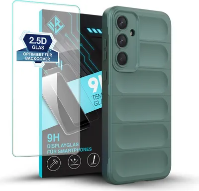 Produktbild von Handy Hülle für Samsung Galaxy A35 5G mit 9H Displayglas Displayschutz Plus Grip Case Cover Schutzhülle Softgrip Farbe: Grün