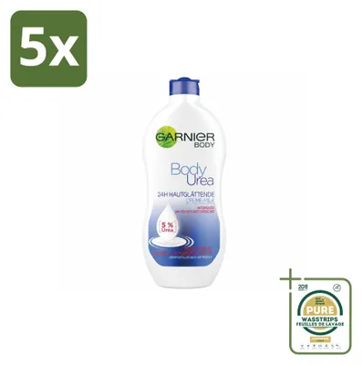Imagen del producto de 5 unidades de la loción corporal Garnier Body Urea, suavizante, con manteca de karité, 400 ml - Paquete de ahorro - 5 unidades